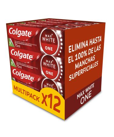 Colgate Colgate Max White One Whitening Toothpaste 12 x 75 ml clinically proven formula removes up to 100% of surface stains teeth 1 shade whiter in 1 week