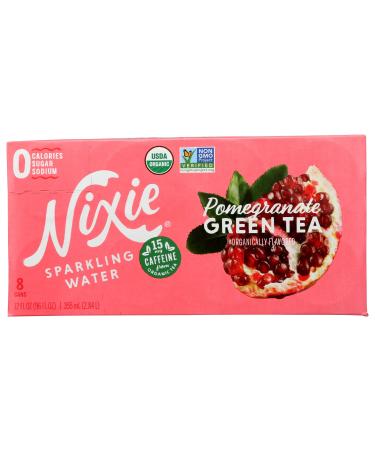 Nixie Sparkling Water, Sparkling Water Green Tea Pomegranate Organic, 12 Fl Oz, 8 Pack