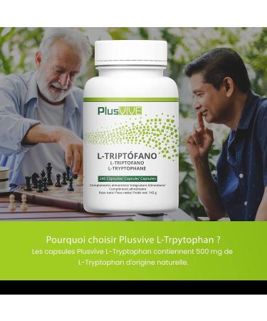 Plusvive - 240 capsules of L-tryptophan 100% vegan 500 mg - Buy Online on GoSupps.com