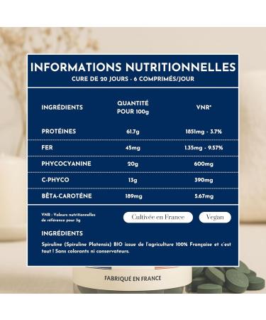  QORE+ French Spirulina Tablets 60g Grown in Provence Energy Immunity Recovery 100% Vegan No Additives - Buy Online on GoSupps.com