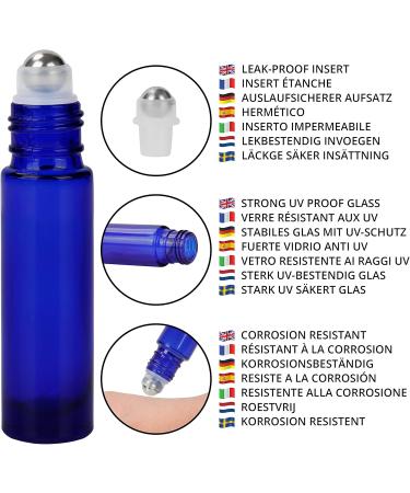Belle Vous Cobalt Blue Roll-On Glass Bottles (10ml) - 24 Pack Essential Oil Set with Stainless Steel Roller Balls for Aromatherapy & DIY Rollers - Perfect for International Shipping - Buy Online on GoSupps.com