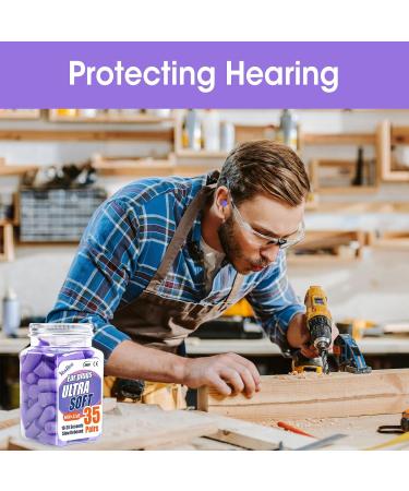 35 Pairs Soft Foam Ear Plugs - NRR 32dB Noise Cancelling for Sleeping Concerts & Swimming - Bulk Purple Ear Plugs - Buy Online on GoSupps.com