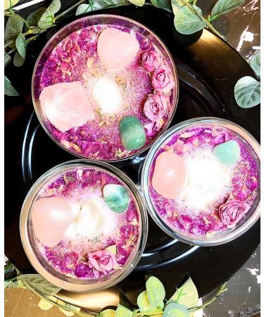 Luxe Rose Quartz & Aventurine Self-Love Candle | 16 oz Divine Feminine Intention Candle with Essential Oils & Botanicals - International Shipping - Buy Online on GoSupps.com