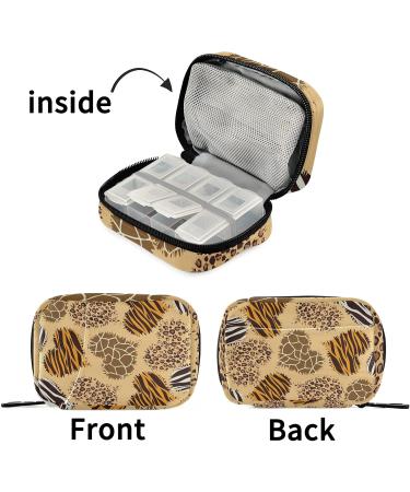 SUABO Travel Pill Organizer - Leopard Giraffe & Zebra Print Weekly Pill Case for Vitamins & Supplements - Buy Online on GoSupps.com