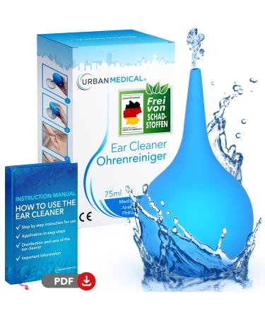 URBAN MEDICAL Ear Cleaner 2023 | Made in Germany | Earwax Remover for Professional and Gentle Cleaning with an Ear Shower | for Adults & Children | Including E-Book 75 ml