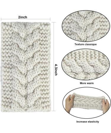 Winter Knit Headband Set - 5pcs Thermal Elastic Twist Turban Hairbands in Black, Beige, Purple, Dark Gray & Light Gray - Women's Crochet Head Wraps for Ear Warmth - Buy Online on GoSupps.com