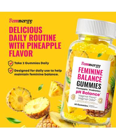 Feminine Balance Probiotic Gummies for Women - Vaginal Health & pH Balance Natural Gummy Supplement with Probiotics Pineapple Cranberry Vitamin C - Women's Healthy Odor & Flora Support - Gluten-Free - Buy Online on GoSupps.com