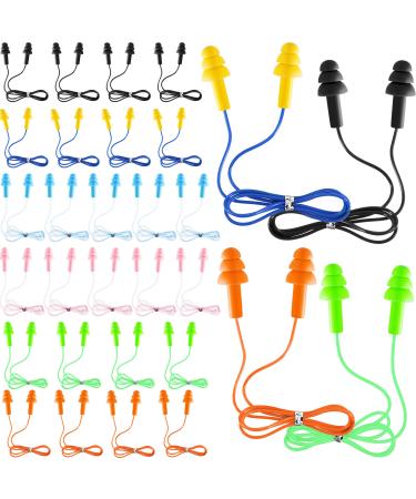 30 Pairs or 60 Pairs Corded Ear Plugs Silicone Waterproof Ear Plugs with Cords for Sleeping Snoring Swimming Shooting, Reusable Ear Plugs Noise Cancelling and Hearing Protection (30)