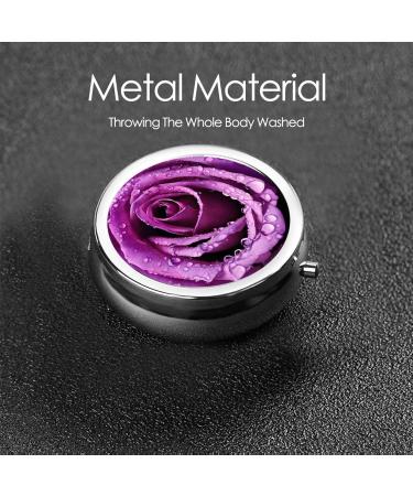 Purple Rose Mini Round Pill Box | 3 Compartment Travel Organizer | Portable Medicine Case for Pocket & Home - Buy Online on GoSupps.com