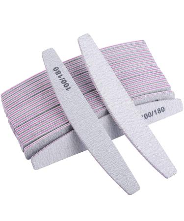 25 Pieces 100/180 Grits Nail Files and Buffers Professional Double Sided Emery Boards Manicure Tool for Acrylic Nails 25 Count (Pack of 1)