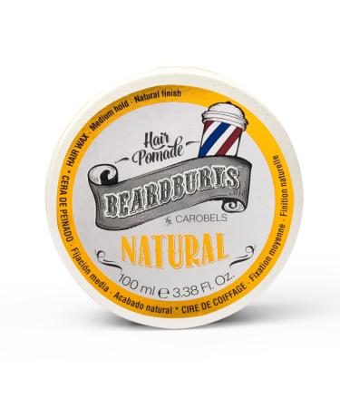 Beardburys Hair Pomade Natural.Half matt wax for men's hair with medium hold.Professional hairpaper for hair styling.100 ml