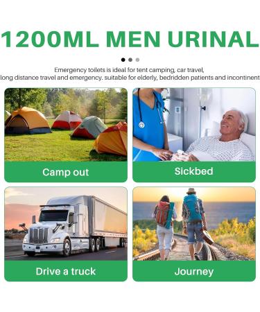 wemee Male Urine Bottle with Lid Autoclavable for Travel Camping Patient 1.2L Green - Buy Online on GoSupps.com
