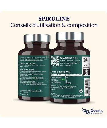Apyforme - Organic French Spirulina - High Concentration up to 25% Phycocyanin - Eco-Friendly Peasant Culture - 180 Super Protein Tablets - Origin France - Buy Online on GoSupps.com