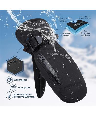 Andorra Women's Touchscreen Waterproof Ski Mittens - Black Medium - Buy Online on GoSupps.com