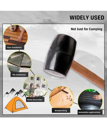 10pc Galvanized Metal Tent Stakes with Wooden Handle Rubber Mallet - Heavy Duty Camping Accessories - Buy Online on GoSupps.com