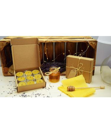 100% Pure Organic Beeswax Tea Lights - 9 Hand Rolled Natural Candles for Aromatherapy | Eco-Friendly & Handmade - Buy Online on GoSupps.com