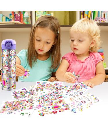 Girls Unicorn Water Bottle Kit | DIY Gift for Ages 6-12 | BPA-Free Insulated Purple Bottle with Stickers & Glitter Gems - Buy Online on GoSupps.com