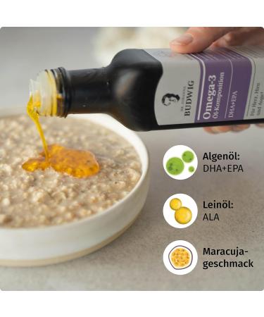 Buy Dr.Budwig Omega 3 DHA+EPA Maracuja 250ml Vegan Algae Oil High EPA & DHA Ideal for Adults & Children International Shipping Available - Buy Online on GoSupps.com