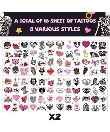 192 PCS Til Death Do Us Temporary Tattoos Stickers Gothic Halloween Sticker for Bridal Shower Supplies Bride or Die Bachelorette Party Decorations Gifts Ideal Prizes Valentine (16 Sheet) - Buy Online on GoSupps.com