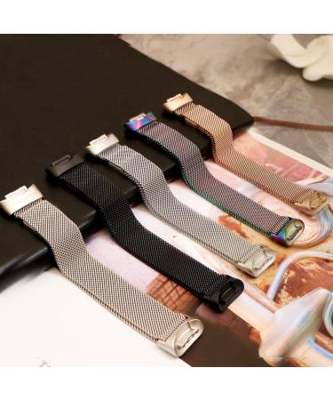Surundo Adjustable Magnetic Mesh Loop Bracelet for Fitbit Charge 5 & 6 - Black Metal Fitness Tracker Accessory - Buy Online on GoSupps.com