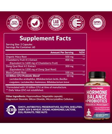 2 Pack Hormone Balance + Probiotics for Women | Natural Relief for Menopause PMS & Bloating | Non-GMO | 240 Vegan Capsules - Buy Online on GoSupps.com