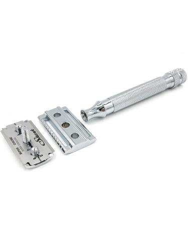Parker 91R Double Edge Safety Razor | Heavyweight Brass Frame & Knurled Handle | Includes 5 Premium Blades - Perfect for Close Shaves - Buy Online on GoSupps.com