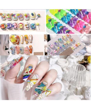130Pcs 3D Gummy Bear Candy Nail Charms - Colorful Resin Acrylic Cute Nail Art Accessories - Buy Online on GoSupps.com