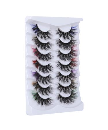 Fluffy Colored 3D Volume Handmade False Eyelashes - 7 Pairs FANXITON 20MM Cat-Eye Cosplay Makeup - Buy Online on GoSupps.com