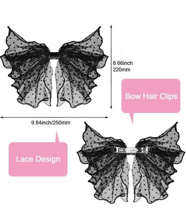 OIIKI 2 Pack Lace Bow Hair Clips - Korean-Style Mesh Barrette for Wedding Party - Black White - Buy Online on GoSupps.com
