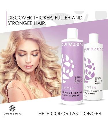 Purezero Biotin Shampoo & Conditioner Set - Volumizing Anti-Thinning Formula for Fuller Hair - Vegan & Cruelty-Free - Ideal for Color-Treated Hair - Buy Online on GoSupps.com
