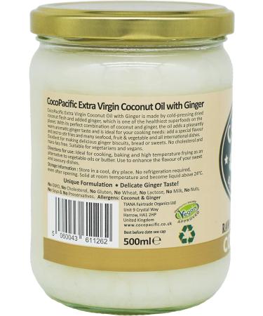 CocoPacific Cold Pressed Extra Virgin Coconut Oil with Ginger 500ml - Buy Online on GoSupps.com