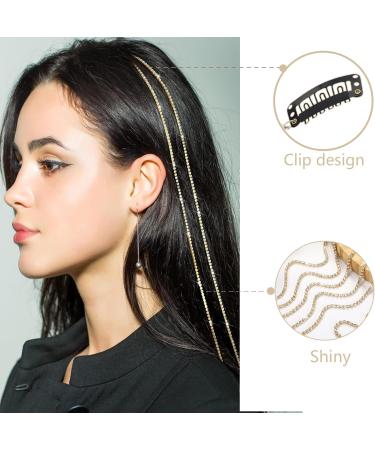 4 Pieces Rhinestone Hair Chains for Women Tassel Hair Clips Chains Gold Crystal Tassel Hair Clip Chain Glitter Strands Hair for Daily Use of Girls (A Gold) - Buy Online on GoSupps.com