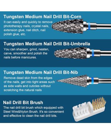 CGBE 3/32 Tungsten Carbide Nail Drill Bits - Medium 3PCS for Gel Acrylic Nails - Home Salon Use - Buy Online on GoSupps.com