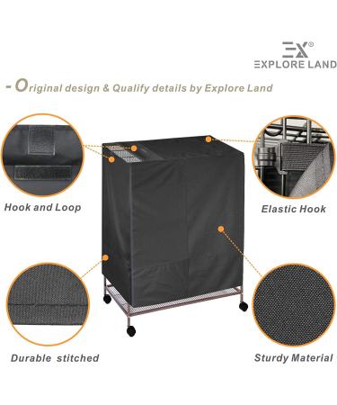 Explore Land Pet Cage Cover - Small Animal Privacy & Comfort | Removable Top Panel | Good Night Cover for Bird, Critter, Cat Cage | Fits Cage Girth 60-74 | Black - Buy Online on GoSupps.com