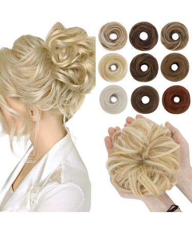 Sego hair part with rubber band large dutt hair parts hair tie with hair hair extension ponytail braid hair bun for women (55 g) golden mix bleach blonde