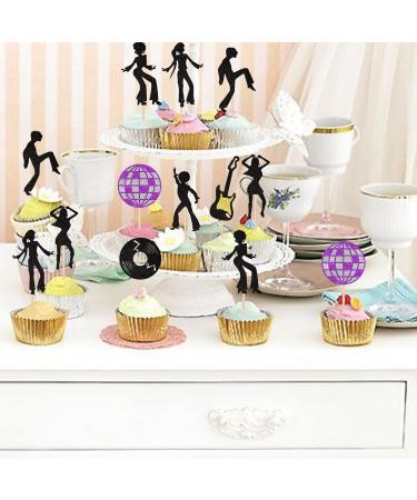 Rsstarxi 24 Pack 70's Disco Dancing Cupcake Toppers Glitter 80's Disco Dancer Cupcake Picks 70's 80's Disco Cake Decorations for Music Ball Disco Theme Wedding Birthday Party Decorations Design 1 - Buy Online on GoSupps.com