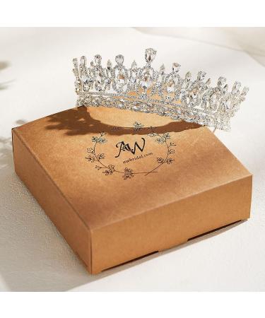 AW BRIDAL Women's Crystal Wedding Queen Crown - Silver | Headpieces for Bride, Pageant, Quinceanera, Prom - Buy Online on GoSupps.com