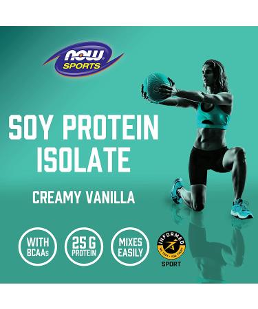NOW Sports Nutrition Soy Protein Isolate 25g with BCAAs, Creamy Vanilla Powder - 2lb - Buy Online on GoSupps.com
