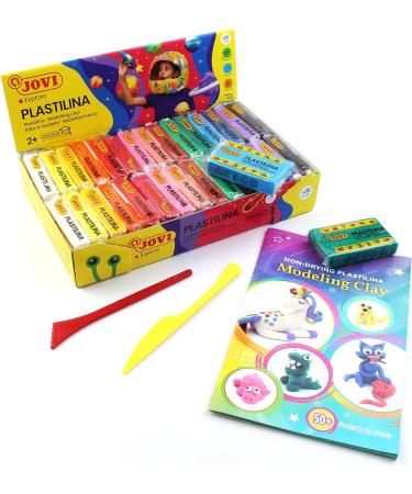 Jovi Plastilina Modeling Clay Set - 30 Bars with Tools & Tutorial | Reusable Non-Drying Clay for Arts & Crafts Projects | 15 Colors - 1.75 oz Bars - Buy Online on GoSupps.com