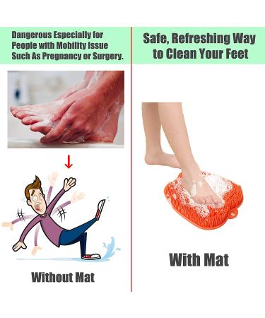 Shower Foot Cleaner Scrubber Massager - Acupressure Mat for Relaxing Feet, Non-Slip with Suction Cups - Increase Circulation and Exfoliation - Coral, 10.3 x 9.5 Inches - Buy Online on GoSupps.com
