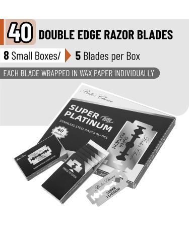 Bates Stainless Steel Double Edge Razor Blade 40 Pack - Premium Safety Razor Blades for Men's Shaving - Buy Online on GoSupps.com