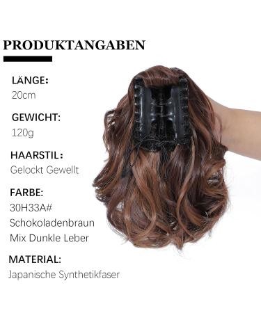 Parxitn 20cm Ponytail Extension - Light Red-Brown Mix Claw Clip Synthetic Hair - 8 Inch Braid - Buy Online on GoSupps.com