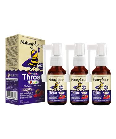 NaturaNectar Exclusive Kids Propolis Throat Spray BeeHero Berry Blast Flavor (3 Packs)