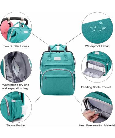 Buy SndMor Mint Green Diaper Backpack - Multifunctional Wrap Bag with Bed Function Stroller Hook & Large Capacity for Moms & Dads - Buy Online on GoSupps.com