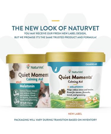 NaturVet Quiet Moments Cat Calming Aid with Melatonin - 60 Soft Chews - Buy Online on GoSupps.com