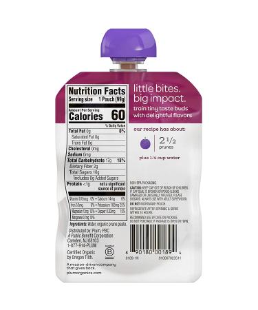 Plum Organics Stage 1 Prune Puree Baby Food Pouch - Organic 6 Pack - Buy Online on GoSupps.com