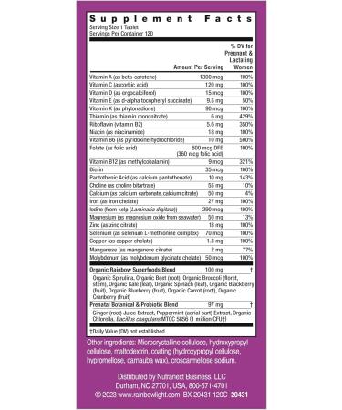 Rainbow Light Multi Prenatal One Vibrance - 120 Count | Optimal Nutrition for Moms - Buy Online on GoSupps.com