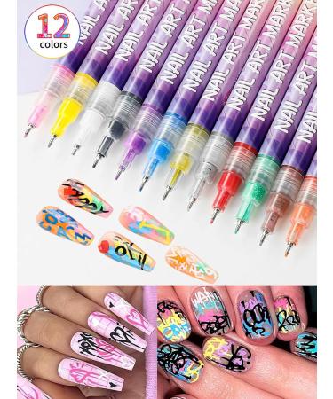 Buy 3D Nail Art Pens - 12 Colors Fine Tips for DIY Nail Designs | International Shipping Available - Buy Online on GoSupps.com