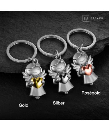 Fabach Guardian Angel Keyring - Silver Heart Star Keychain Gift for Girlfriend | Lucky Charm & Angel Fortune Jewelry - Buy Online on GoSupps.com