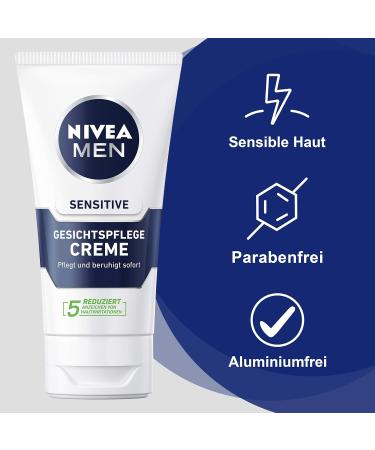 Nivea Men Sensitive Facial Care Cream 75ml - Soothing Moisture Cream with Chamomile for Sensitive Skin - 1 Pack - Buy Online on GoSupps.com